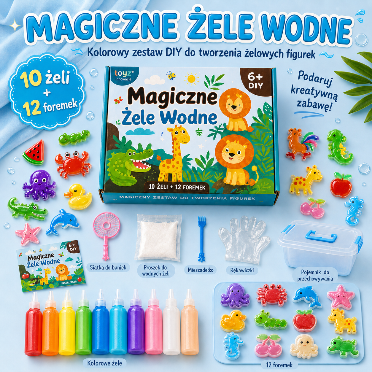 Mokroludki™-Zestaw 10 żeli i 12 foremek!